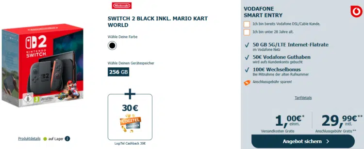 Switch 2 Black inkl. Mario Kart World Handytarif