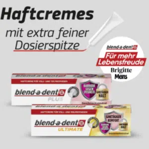 blend a dent gratis testen Aktion: blend a dent Haftcremes