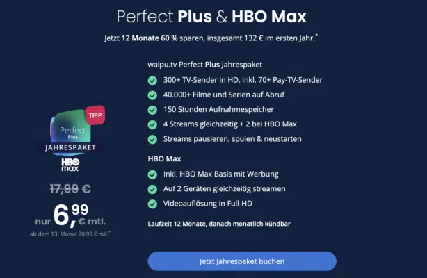 Waipu TV mit HBO Max