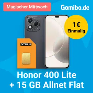 Thumbnail Eff. gratis! Honor 400 Lite 8GB/256GB + 15GB Allnet Flat Go + 10€ Wechselbonus + 50€ Cashback (Otelo Vodafone)
