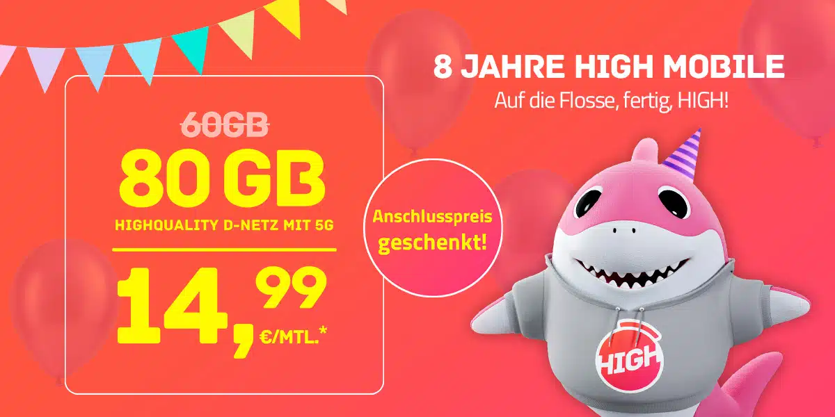 80GB für 14,99€ - High Mobile Handytarife