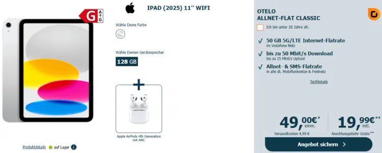 Apple iPad (2025) 11'' WiFi Handytarif
