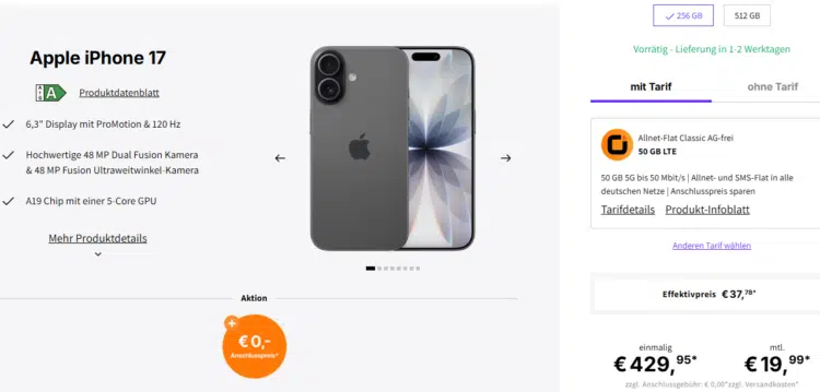 Apple iPhone 17 Handytarif