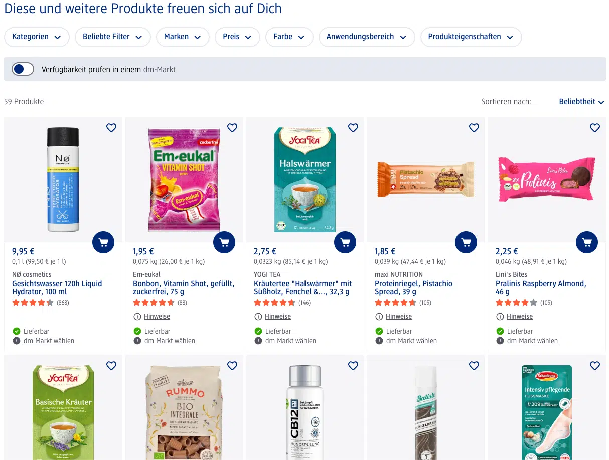 dm Geschenkewochen: Abbildung verschiedener Produkte