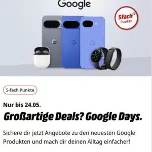 Thumbnail MediaMarkt Google Days - z.B. Google Pixel 10a 128GB + Google Pixel Buds 2a für 499€  (statt 563€)