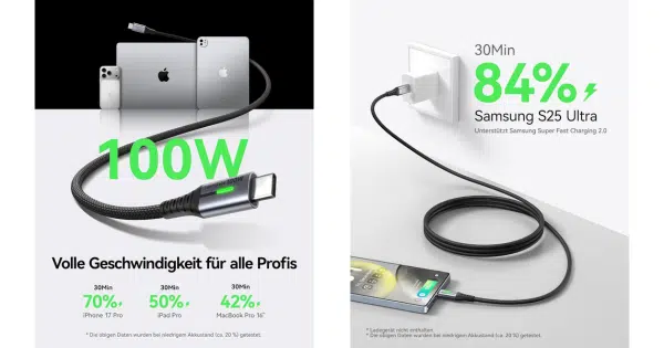 INIU USB C Kabel, 100W [2m]