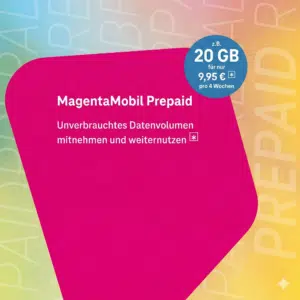 Thumbnail Telekom Prepaid Upgrade, z.B. 20GB 5G Allnet inkl. Schweiz &amp; UK Roaming für 9,95€ ➕ unverbrauchtes Datenvolumen (oder 40GB für 14,95€ | 80GB für 19,95€)