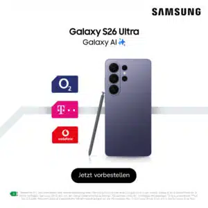 Thumbnail Samsung Galaxy S26 Preorder: GRATIS Speicher-Upgrade + Voucher-Kombi!
