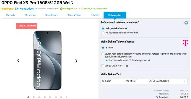 OPPO Find X9 Pro Handytarif