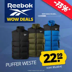 Thumbnail Reebok Heavyweight Puffer Weste nur 24,94€ – Top Outdoor Deal