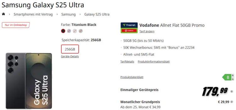 Samsung Galaxy S25 Ultra Handytarif