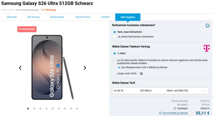 Samsung Galaxy S26 Ultra Handytarif