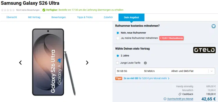 Samsung Galaxy S26 Ultra Handytarif