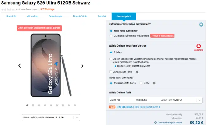 Samsung Galaxy S26 Ultra Handytarif