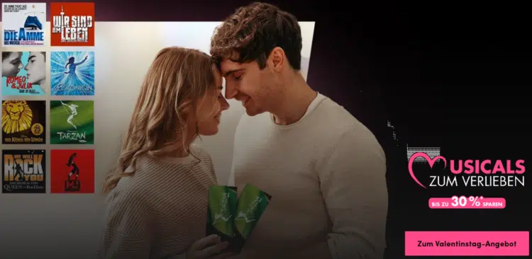 Stage Entertainment: 30% Valentinstags-Rabatt auf Musicals