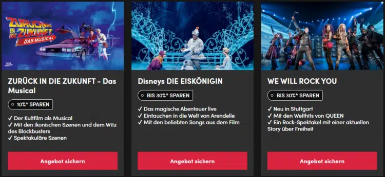 Stage Entertainment: 30% Valentinstags-Rabatt auf Musicals