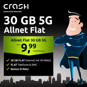 Thumbnail 😱 30GB 5G Telekom Allnet für nur 9,99€/Monat + 0€ Anschlusspreis (Crash / klarmobil)