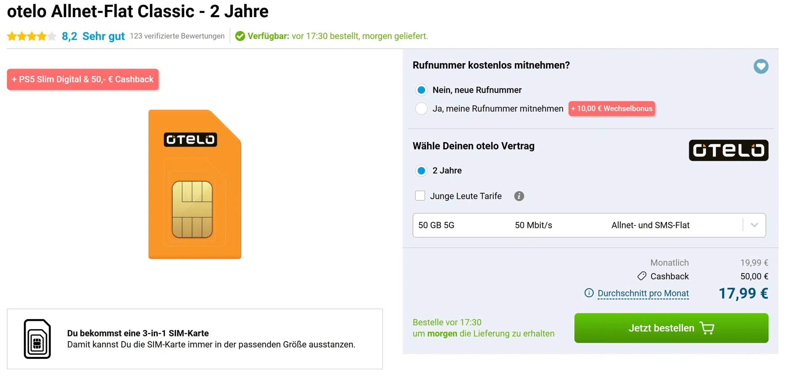 Angbeot von Gomibo von einem otelo Tarif in Kombination mit der PlayStation 5 Slim Digital