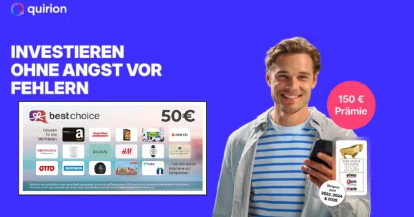 quirion ETF-Sparplan mit 150€ Prämie + 50€ Bonus