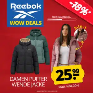 Thumbnail Reebok Damen Wende-Winterjacke für nur 25,99 € zzgl. Versand bei SportSpar