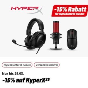 Thumbnail HyperX Gaming-Deal bei MediaMarkt: 15% Rabatt sichern, z.B. HyperX Alloy Origins Mechanische Tastatur für 76,49€ (statt 111€)