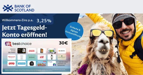 Bank of Scotland Tagesgeld: 30€ BONUS! 💸Schufa-frei! 🥳