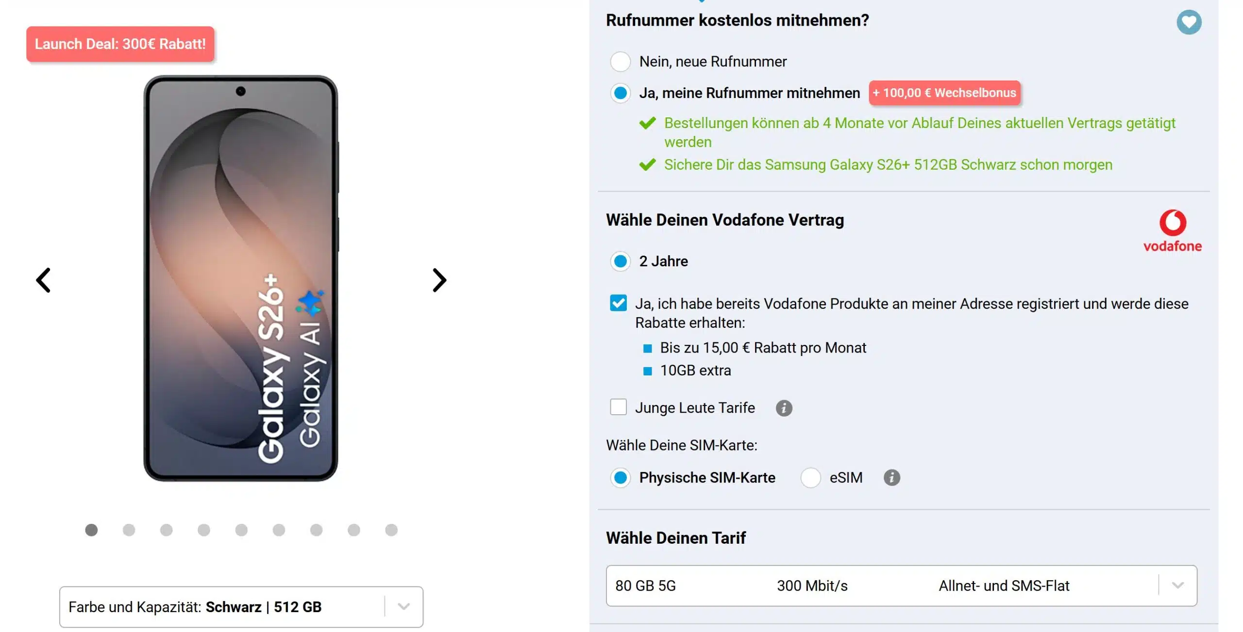 Galaxy S26+ Deal bei Gomibo im Tarif mit 70GB Vodafone Allnet