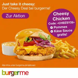 Thumbnail 🍔 burgerme: Gratis Pommes &amp; Käsesauce zum Cheesy Chicken Burger
