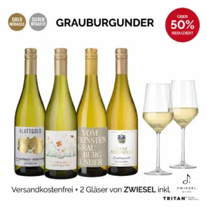 Thumbnail Grauburgunder Probierpaket mit 8 Flaschen &amp; 2 Gläsern für 42,90€