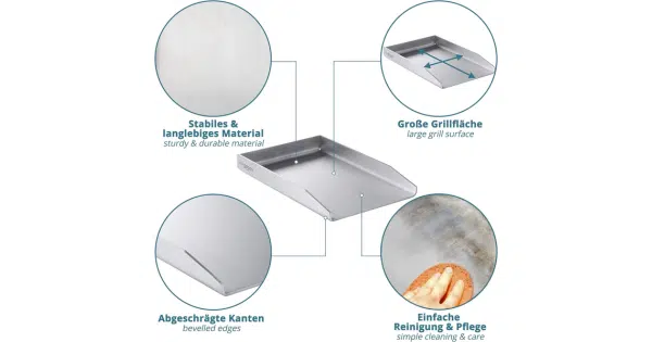 Smartpeas Edelstahl Grillplatte - Plancha Universalgröße