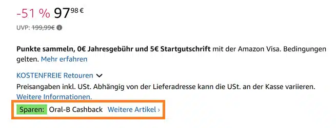 Oral-B Cashback bei Amazon