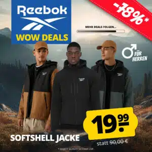 Thumbnail Reebok Softshelljacke nur 19,99€ zzgl. Versand