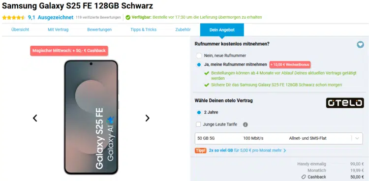 Samsung Galaxy S25 FE Handytarif