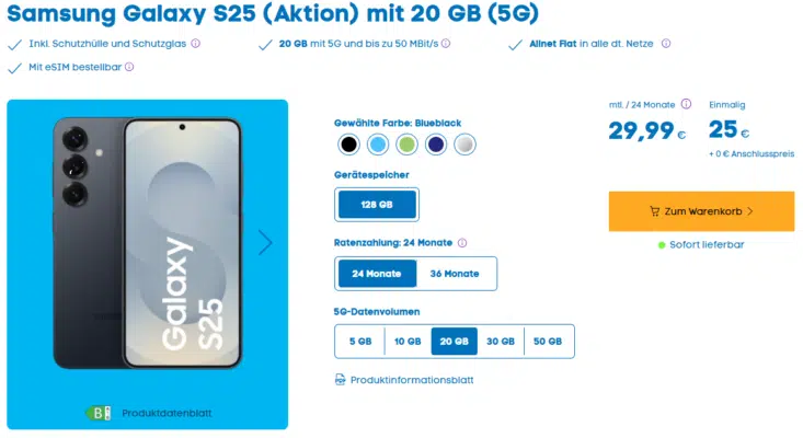 Samsung Galaxy S25 Handytarif