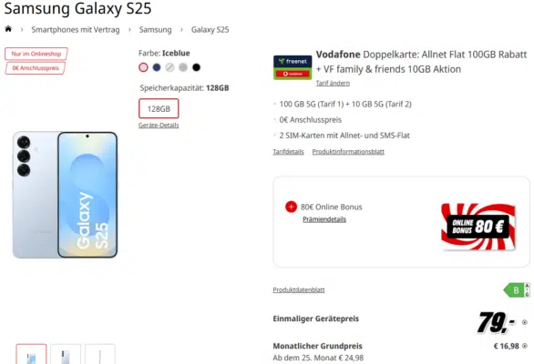 Samsung Galaxy S25 Handytarif