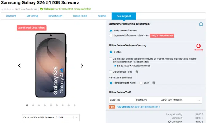 Samsung Galaxy S26 Handytarif