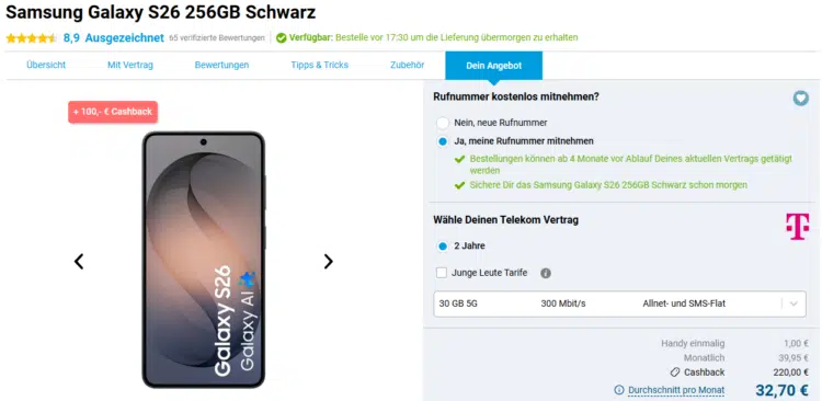 Samsung Galaxy S26 Handytarif