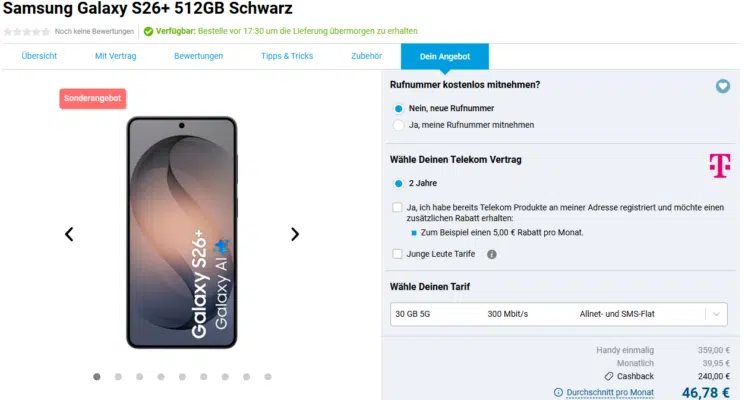 Samsung Galaxy S26+ Handytarif