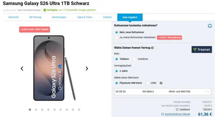 Samsung Galaxy S26 Ultra Handytarif