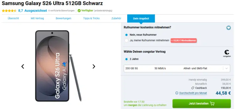 Samsung Galaxy S26 Ultra Handytarife