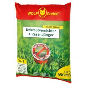 Packung WOLF-Garten 2-in-1: Unkrautvernichter + Rasendünger SQ 450