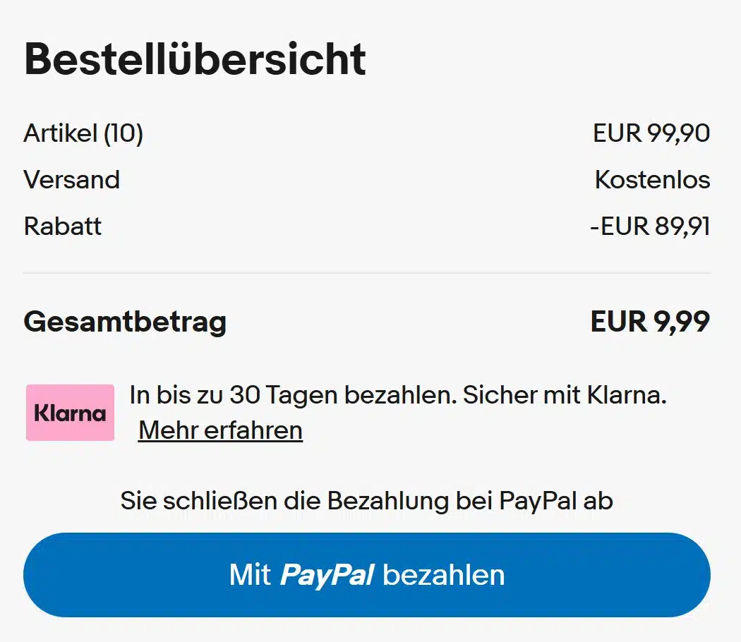 Druckerpatronen Bestellübersich bei eBay: 9,99€ für 10 Patronen statt 99,90€