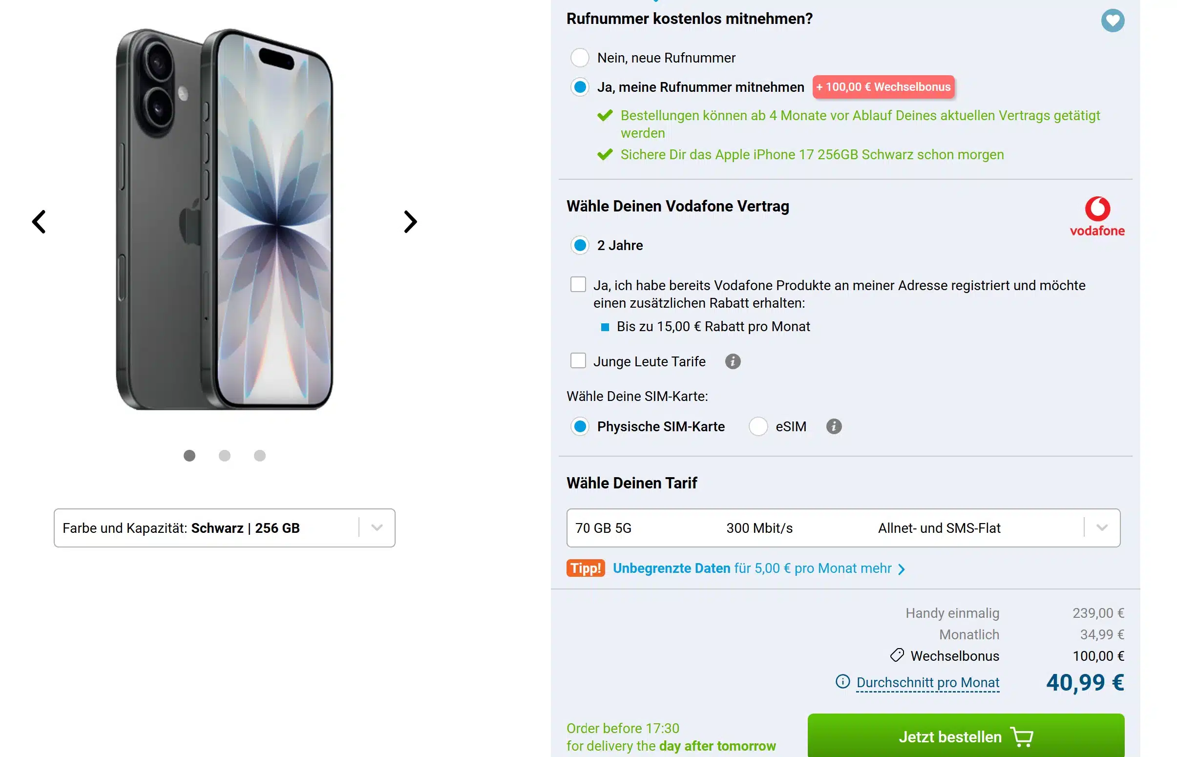 Apple iPhone 17 Tarif bei Gomibo