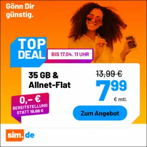 Thumbnail 5G/LTE Handy Allnets 📲 35GB für 7,99€ &amp; weitere Tarife ⏰ nur für kurze Zeit (sim.de im 1&amp;1-Netz)