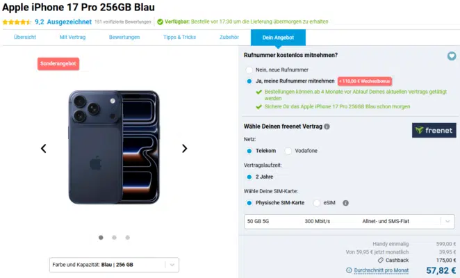 Apple iPhone 17 Pro Handytarif