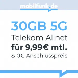 Thumbnail mobilfunk.de: 30GB 5G Telekom Allnet für 9,99€ mtl. | 100GB 5G Vodafone für 14,99€ mtl.