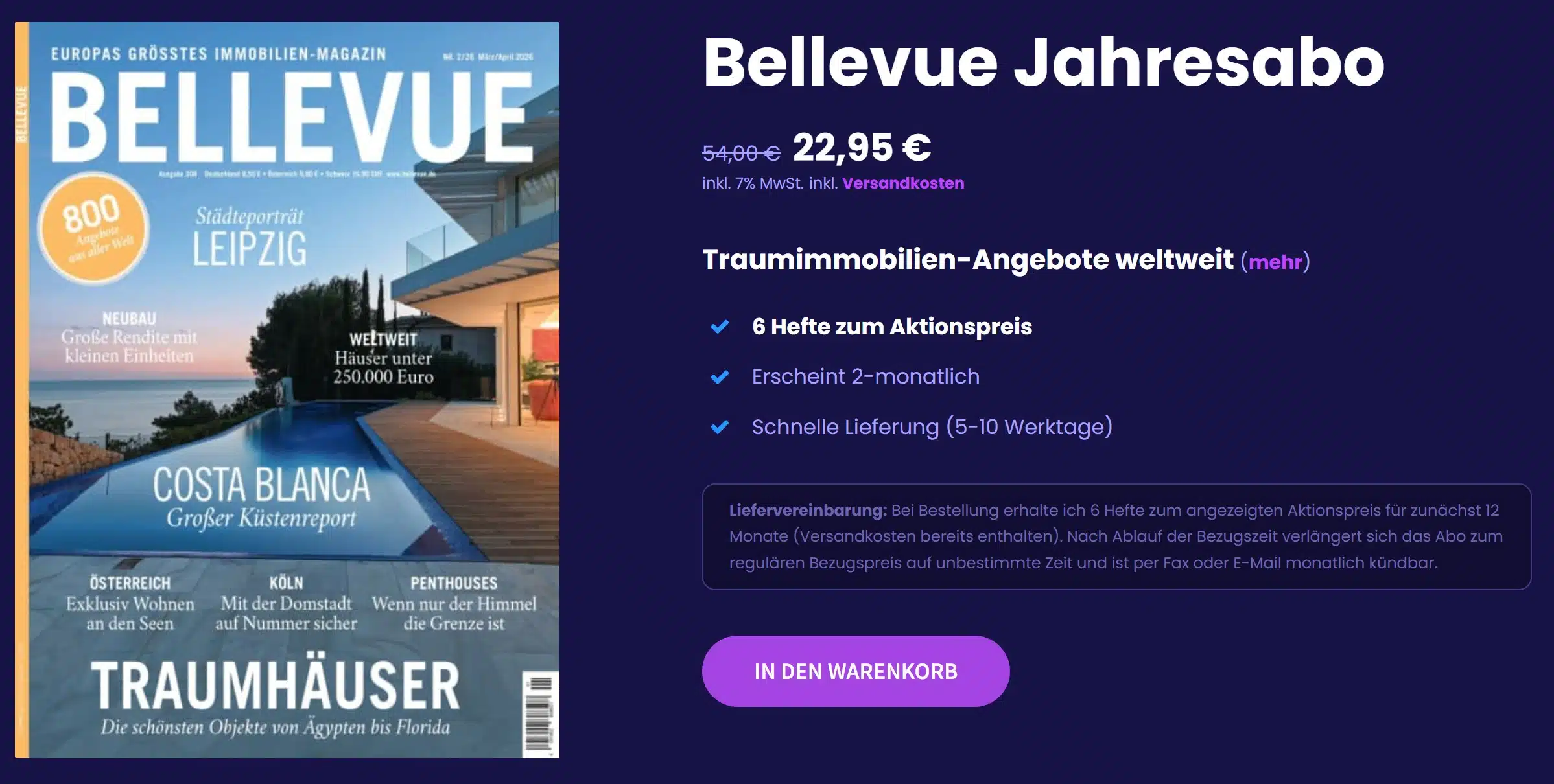 Bellevue Jahresabo bei Aboheld mit Konditionen