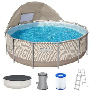 Thumbnail Bestway Steel Pro Max Frame Pool Komplett-Set mit Filterpumpe (Op-Art Design, 396 x 107cm) für 278,87€ (statt 319€)