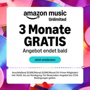 Thumbnail 3 Monate gratis: Amazon Music Unlimited 🎶 Songs ohne Werbung, Podcasts &amp; Hörbücher