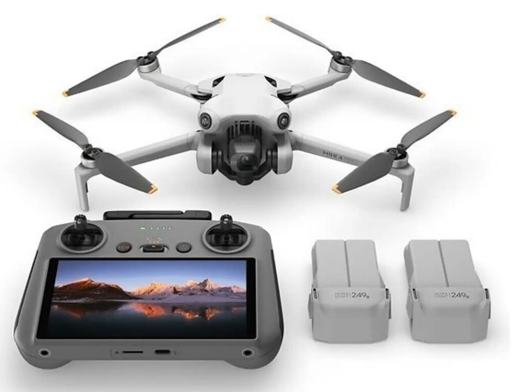 DJI Mini 4 Pro mit dem Zubehör der Fly More Combo RC2